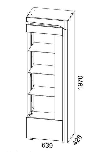 Athens Grey and White Gloss Right Display Cabinet with Glass Door and LED Lighting - UK Luxury Furniture